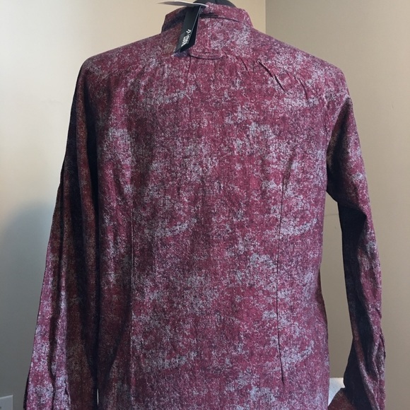 Men's medium William Rast button up shirt Justin Timberlake red wine color - Picture 6 of 13